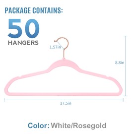 TIMMY Hangers Non-Slip Velvet Hangers - Suit Hangers (50-Pack) Ultra Thin Space Saving Coat Hanger and Heavy Duty Clothes Hangers Hold Up-to 10 Lbs-Pink Hangers