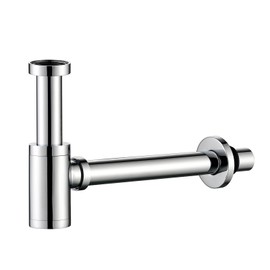 Heixutas Brass P Trap Bathroom Sink: 1-1/4 Bottle P-Trap with Slip Joint Extension Tube - Sink Stainless Steel Plumbing/Pipe Replacement Kit (Chronme)