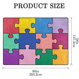 Kids Rug, Classroom Rug Colorful Puzzle Playmat Rugs - 5x7 Ft Kids Carpet with Rubber Backing, Classroom Carpet Play Mat Nursery Rugs for Children Boys Bedroom Playroom Classroom Seating Carpet