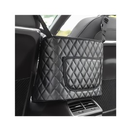 Gasedin Car Purse Holder Handbag Between Seats, Large Capacity Purse Organizer Front Seat Storage Bag, Auto Seats Leather Handbag Holder Pocket with Buckle Straps, Car Accessories