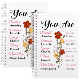 2 Pcs Christian Spiral Notebook Prayer Journal,100 Ruled Pages,Christian Gifts for Women,Bible Verse Notebook,Journal for Women Men,Religious Faith Inspirational Gifts Catholic Gifts (2Pcs-You are Beautiful-White)
