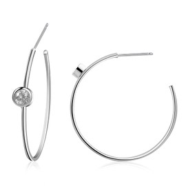 Silver Large Open Hoop Earrings Diamond Stud Earrings Handmade Lightweight earrings for Women Trendy