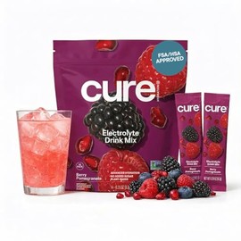 Cure Hydration Bebida de electrolitos vegetal  Sin azúcar añadido  FSA-HSA  Polvo para aliviar la deshidratación hecho con agua de coco  Sin OMG...   