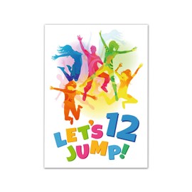 12 Invitations for 12th Children's Birthday Jumping Trampoline Boys Girls Invitations Twelfth Birthday Children