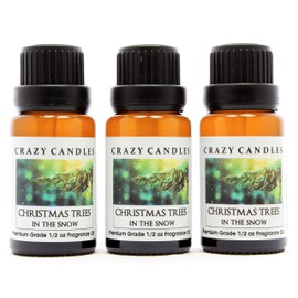 Crazy Candles Christmas Trees in The Snow (Made in USA) 3 Bottles 1/2 Fl Oz Each (15ml) Premium Grade Scented Fragrance Oil