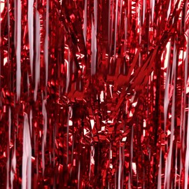 2PCS Foil Curtain Decoration, Tinsel Foil Fringe Curtain Door Curtains Hanging Streamers, 2 Meter Door Backdrop Photoprop, Streamer Birthday Party Wedding Holiday Decoration - (Red)