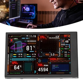 ASHATA 3.5 Inch IPS USB Mini Screen, Computer Temperature Monitor, Plug and Play PC Sensor Panel Display with Two USB Ports, CPU Data Monitor with Visual Theme Editor for GPU