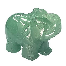 Carved Healing Crystals Gemstones Elephant Statue Figurine Collectible Decor 1.5 inches (Green Aventurine)