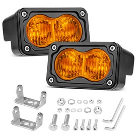 Amber LED Pod Lights, Niking Auto 2Pcs 3 Inch 40W Amber Fog Lights Motorcycle Driving Light Yellow Flood Light Off Road LED Chase Light Ditch Light Pod Work Light Cubes for Trucks UTV ATV SUV Boat