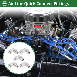 TUCKBOLD Push to Connect Air Fittings 5/32" 90 Degree Air Line Quick Joint Plastic Nickel-plated Copper 1/8"NPT 5 Pcs White Silver Tone