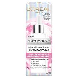 LOral Paris Srum facial antimanchas Glycolic Bright, 30ml - Suero facial con Acido Glicolico, Niacinamida y Melasyl que reduce todo tipo de manchas...