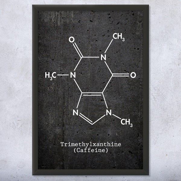 Framed Caffeine Molecule Print, Barista Gift, Caffeine Wall Art, Espresso