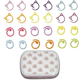 Hilsayum Stitch Markers 2 Styles Crochet Markers Cute Cat Stitch Markers Metal Spiral Stitch Markers for Crocheting and Knitting with Storage Box