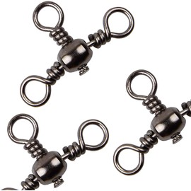 Three 3 Way Barrel Fishing Swivels Cross-Line - 60pcs T-Turn Crossline Fishing Connector Fast Copper with Stainless Steel Tackle Accessories Size: 1-12