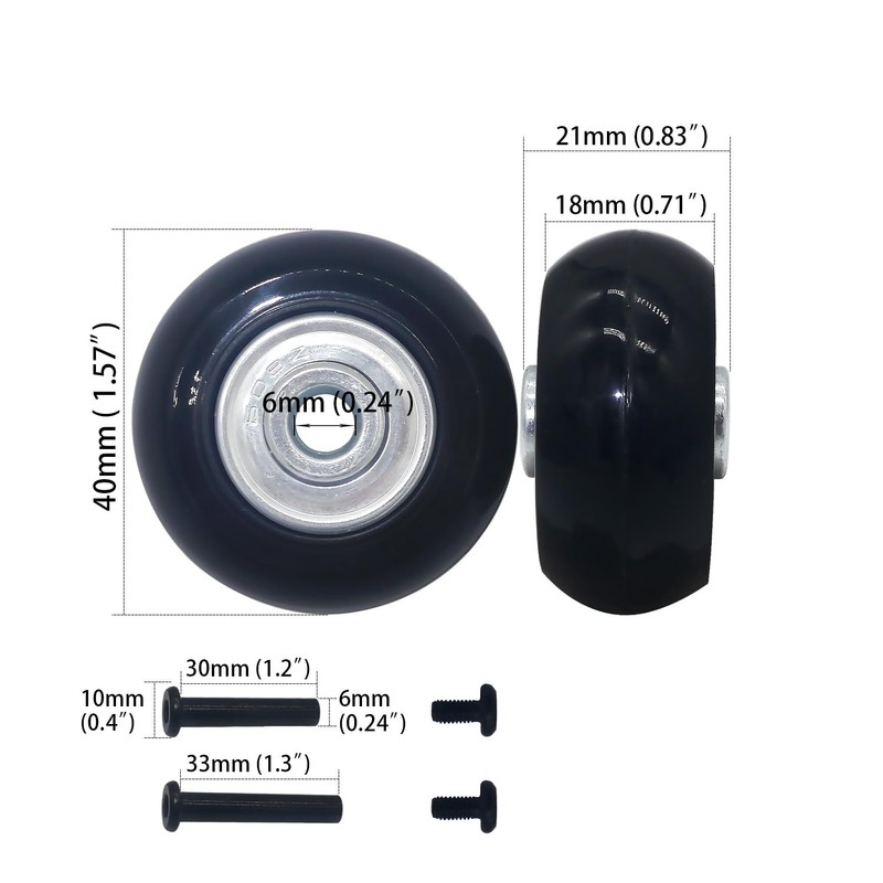 Silent Wheel Series Replacement Tire Set for Suitcases, Shopping Carts,