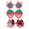 SJBNCai 3-Pairs Girls Sunglasses Kids Cute Pink Kitty Lovely Cartoon