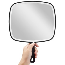 OMIRO Handheld Mirror, Extra Large Hand Mirror with Handle, Square, Black, 12.4" L x 9.1" W