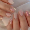 Uñas Postizas Cortas Con Pegamento De Almendras, Uñas Acrílicas Brillantes
