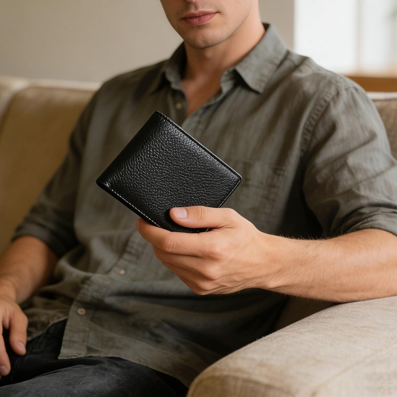 AdiStylinno Men’s Leather Wallet, RFID Blocking Bifold Men’s Wallets Bussiness