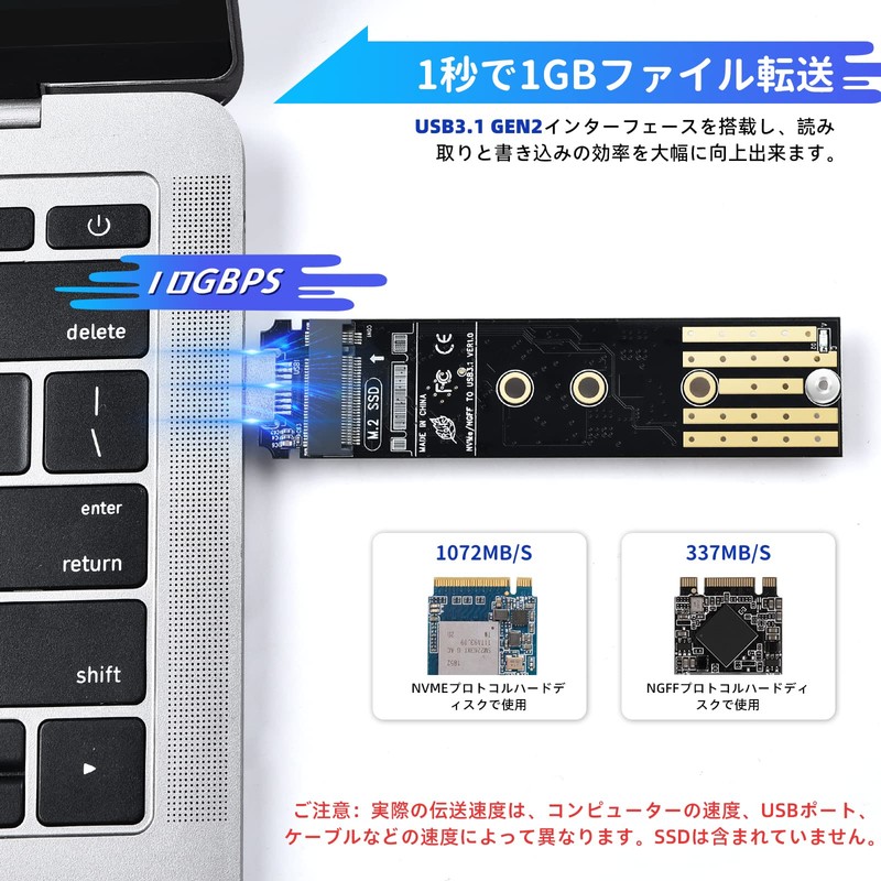 ELUTENG M.2 SSD USB Converter, Supports SATA NVME, USB3.1 10Gbps