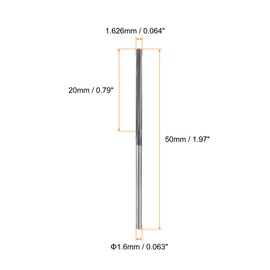sourcing map Carbide Chucking Reamer 0.064"(1.626mm) Dia Straight Flute Straight Shank Machine Reamer Tool for Metal and Lathes CNC Machining Centers, Black