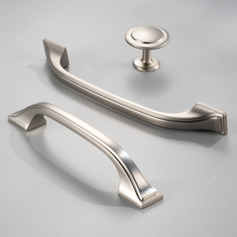 BEROSSA 10 Pack 5 Inch, Brushed Nickel Drawer Pulls Satin