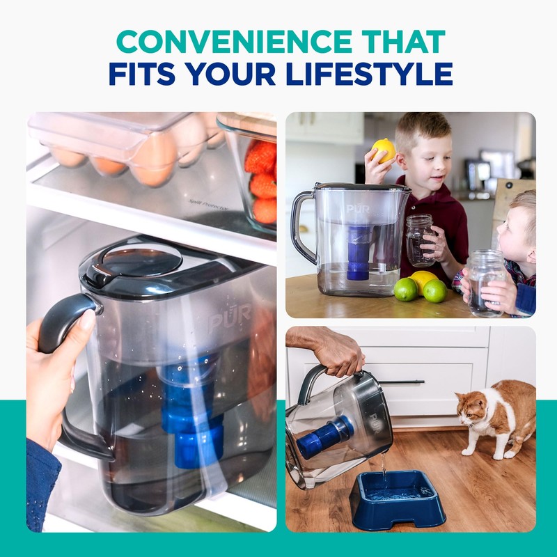 PUR Plus 11-Cup Water Pitcher, 1 Lead-Reducing Filter, Cleaner, Great-tasting