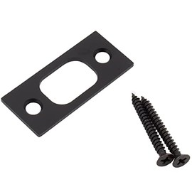 Stone Harbor Hardware Square Corner Deadbolt Strike Plate, 1" x 2-1/4", 1-5/8" Center-to-Center, Matte Black