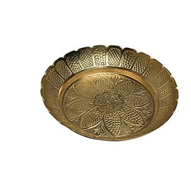 Nakshi Plate Decorative Brass Indian Prasad Plate Katori for Pooja Utensils Item Articles Pooja Thali Kit for Decorations Return New Year Gifts Gift(Size 6" Diameter) Patra