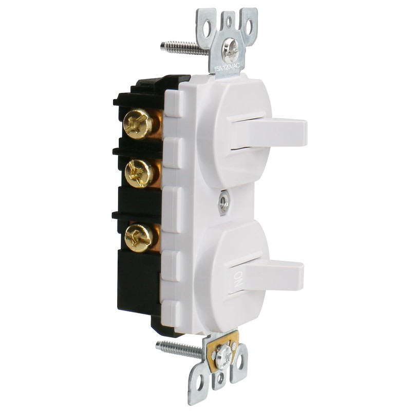 Baomain 2-Pack Double Toggle Light Switch,15 Amp 125V Two Single