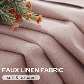 HOMEIDEAS 100% Blackout Curtains 52 X 96 Inches Faux Linen Curtains Blush Pink Room Darkening Curtains 2 Panels Thermal Insulated Grommet Window Curtains/Drapes with Liner for Nursery/Kids Room