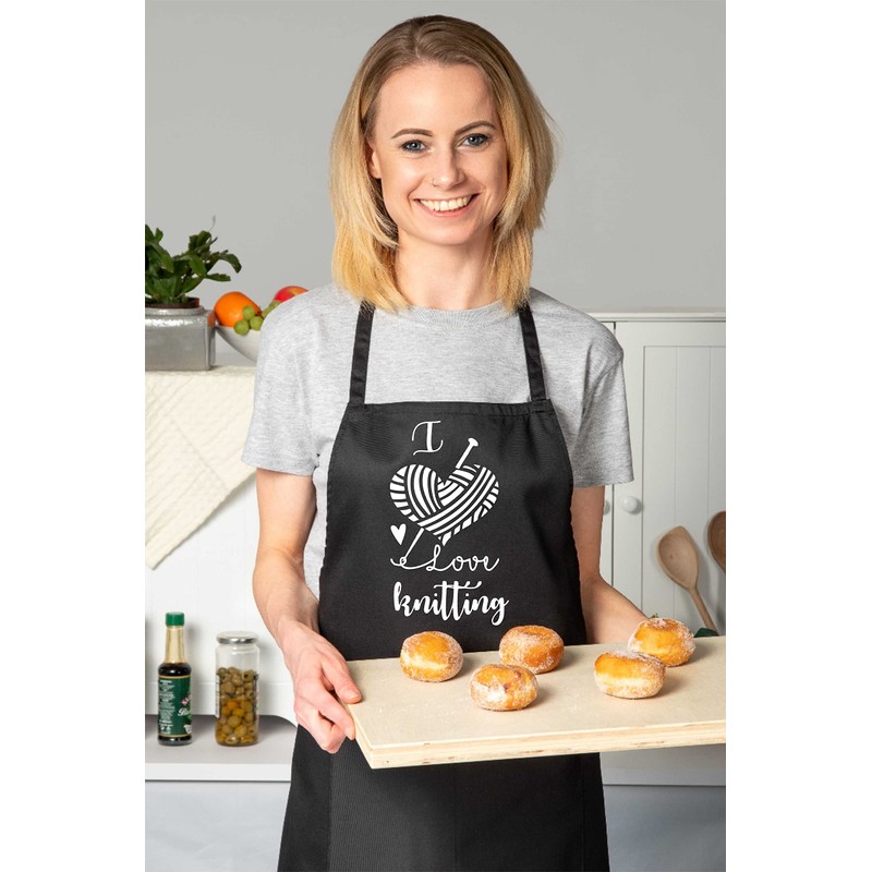Print4U I love Knitting Apron Funny Novelty Baking Crafting Cooking