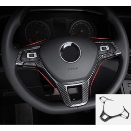 MAXDOOL Carbon Fiber Steering Wheel Cover Sequins Frame Trim Emblem for VW Volkswagen Jetta Passat e-Golf Golf Sportwagen Alltrack Arteon Atlas Tiguan Interior Accessories