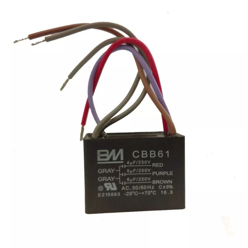 CBB61 Capacitor Triple 4uf-5uf-6uf Para Ventilador De Lujo