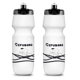 GIFUBOWA Bike Water Bottles 750ml Bicycle Mtb Road Mountain Bottle, Squeeze, Bpa Free Reusable Bike/Outdoors/Sports/Cycling/Running Water Container, 24 Ounce Volume, 2 Pack White