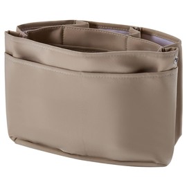 Bon Furniture Bag-In Bag, Inner Bag, Freestanding, Storage, Horizontal, Divider, For Tote Bags, Pockets, Plastic Bottle Holder, Bag, Organization, Women's, Men's, Beige, M Size