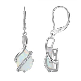 YL Teardrop Dangle Earrings 925 Sterling Silver Infinity Drop Earrings 8x12 MM Created Opal Jewelry for Women