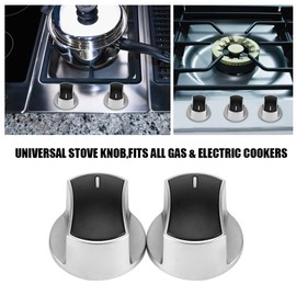 Zerodis Control Knobs Replacement, 2pcs Universal Stove Rotary Knobs Metal Knob Built In A Hole Fit For Most Gas Stoves(36mm)
