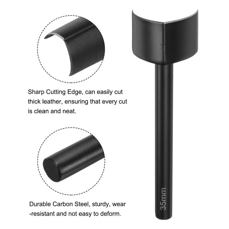 sourcing map V-Shaped Leather Punch, 35mm, Leather Cutter, Belt End