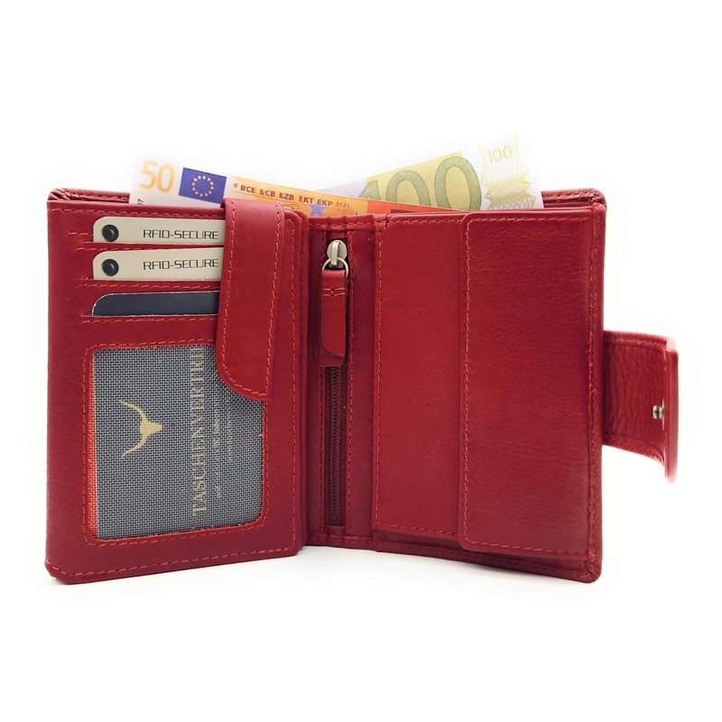 Jockey Club Genuine Leather Security Wallet with RFID Protection, red,