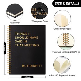 THEBESTU Things I Should Have Said In That Meeting 160 Pages Hardcover Blank Spiral Notebook, Funny Sarcastic Notebook, Coworker Journal Gifts, Humour Office Gifts for Coworker Colleague Employees