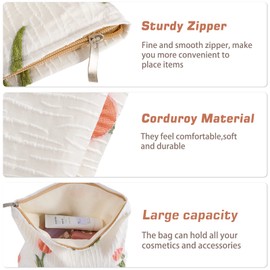 Tulip Makeup Bag for Women Floral Makeup Pouch for Purse Zipper Cosmetic Pouch Large Capacity Canvas Cute Makeup Bag Travel Toiletry Make Up Organizer for Women