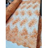 Divastyletextiles Orange 3D Flowers/Floral Beaded Lace Embroidered Mesh Lace Fabric