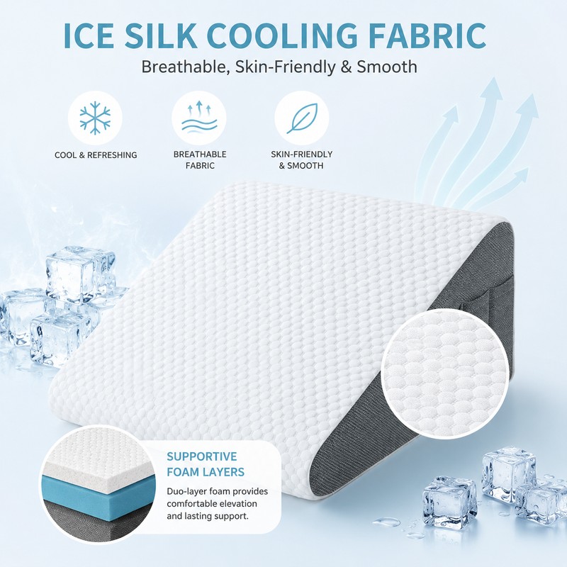 Wedge Pillow for Sleeping & Reading – Breathable Elevated Foam