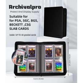 ARCHIVALPRO 4 Pocket Graded Card Binder - Holds 40 PSA/SGC/BGS Slabs, Premium Archival Quality Display Album for Trading Card Collectors (Black)