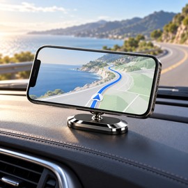 360° Magnetic Car Phone Holder for Driving – Rotating Universal Smartphone Mount for GPS Navigation & Hands-Free Viewing