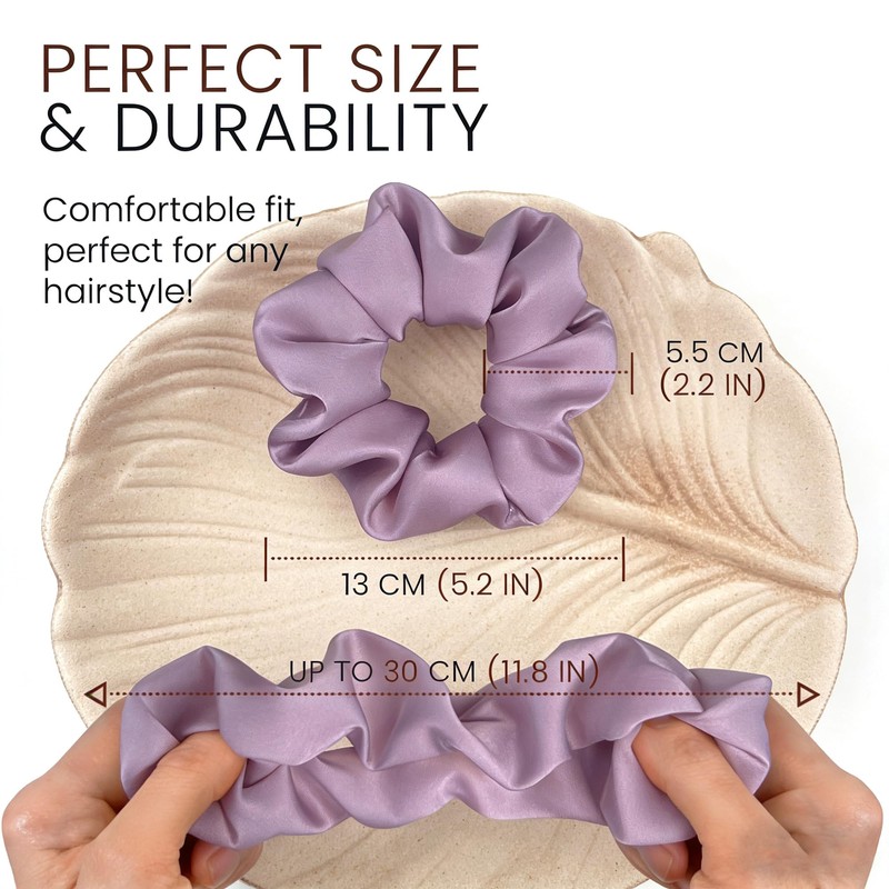 Satin Scrunchies for Women, 5.2" Large Hair Ties No Crease