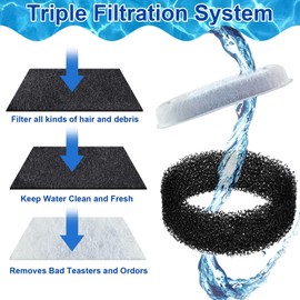 Zuimei 16 Pcs Cat Fountain Filters - 8 Pcs Activated Carbon & Foam Filters for 3.2L, 2L Cat Fountain