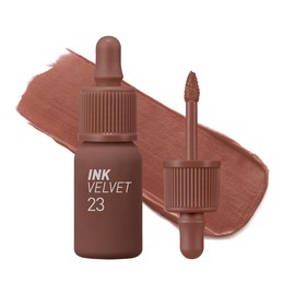 Peripera Tinte labial Ink the Velvet | Color de alto pigmento, duradero, ligero, no probado en animales, sin gluten, sin parabenos | #023 NUTTY NUDE, 0.11 onzas líquidas
