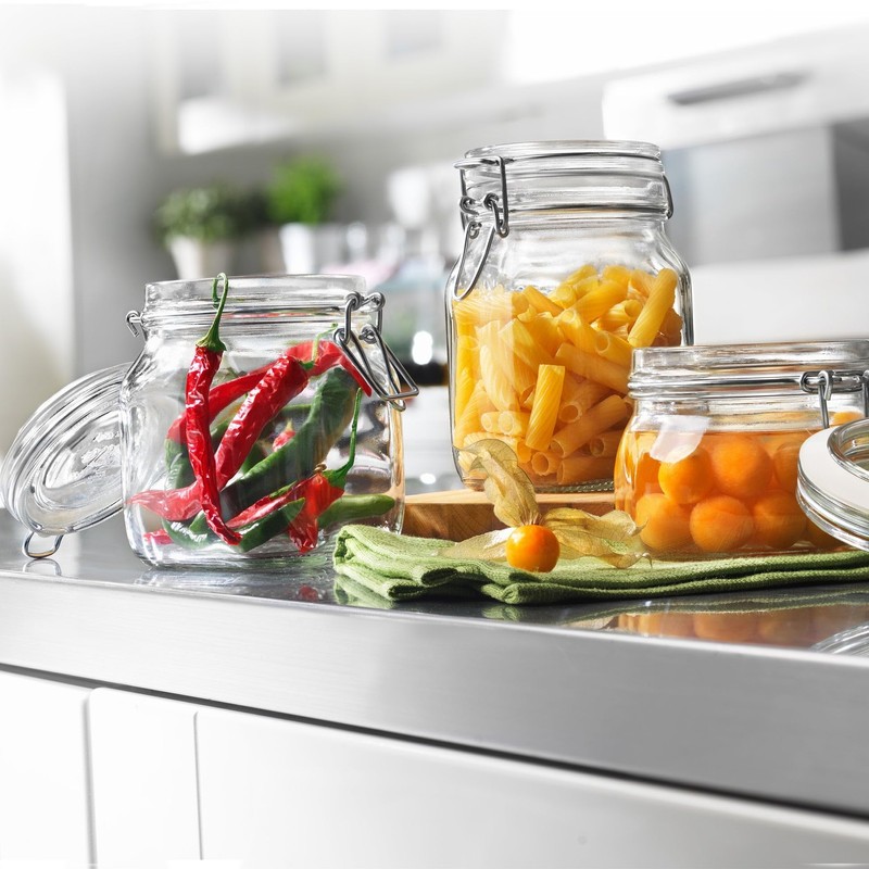 Bormioli Rocco Fido Storage Jar-Wire Bail-1 L-1 Pack, 1 liter,